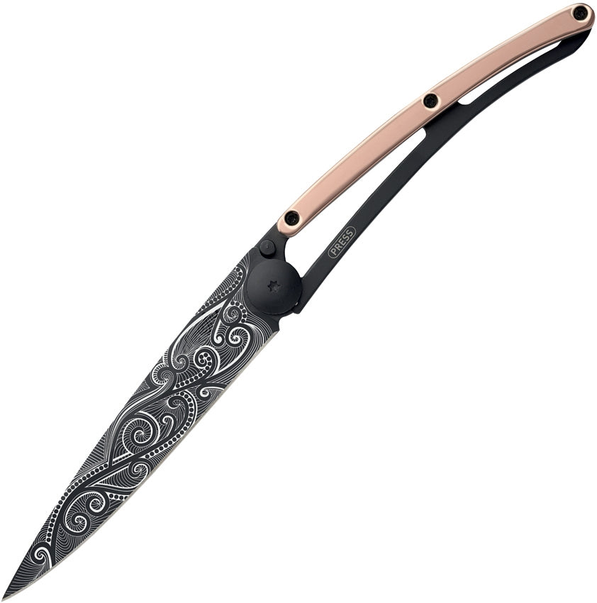 Deejo Pacific Pink Gold Linerlock Designer Knife