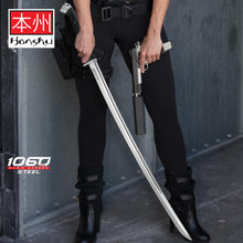 Load image into Gallery viewer, Honshu Boshin Katana - Modern Tactical Samurai / Ninja Sword - Hand Forged 1060 Carbon Steel - Full Tang, Fully Functional, Battle Ready - Black TPR, Steel Guard, Pommel, Lanyard Hole