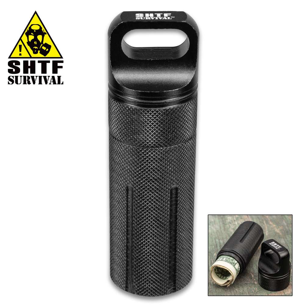 SHTF Black Waterproof Case Capsule With Handle - Heavy-Duty