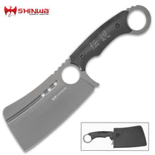 Load image into Gallery viewer, Shinwa Ryori Cleaver Knife With Sheath - 3Cr13 Stainless Steel Blade, Titanium Coating, G10 Handle Scales - Length 12”