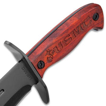 Load image into Gallery viewer, USMC Bowie Knife With Sheath - Stainless Steel Blade, Marines Themed Etches